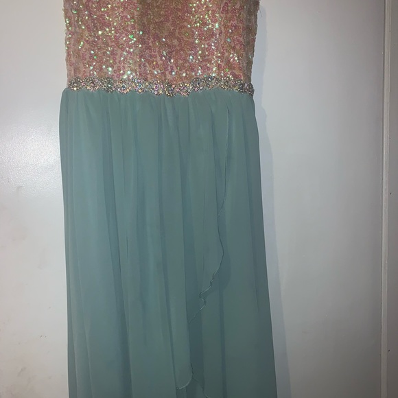 pink and teal high low dress - Picture 2 of 4